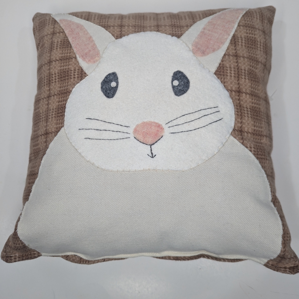 Cute Handmade Bunny Cottage Core Decorative Throw Pillow 13"wide x 14" long